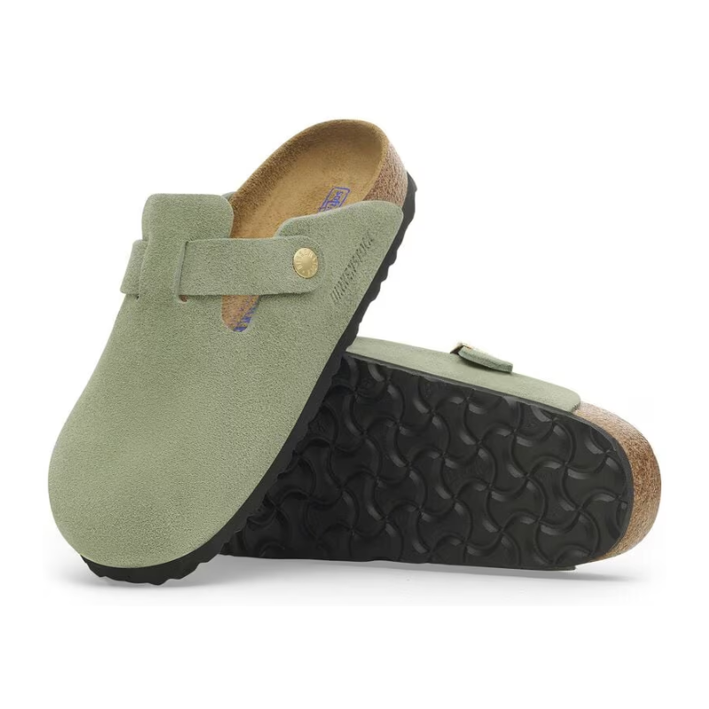 Birkenstock Boston Soft Footbed – Suede Green Tea