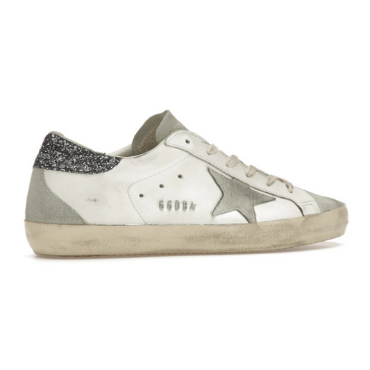 Golden Goose Super-Star – White Dark Grey Glitter